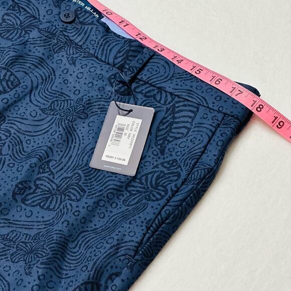 Peter Millar Crown Crafted Men’s 35 Navy Quick Dry Hybrid Golf Shorts - Picture 7 of 9